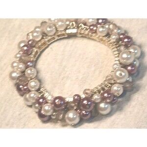 Vintage plum Faux Pearl Expansion Bracelet   Quality Stunning